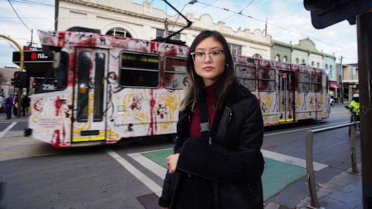 Hailey Pham says old, high-floor trams are difficult to use for people with disabilities.  