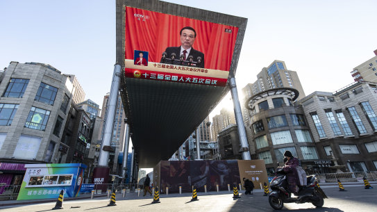 Chinese Premier Li Keqiang speaks at the National People’s Congress on Saturday. 