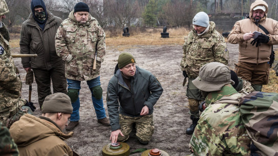 A Ukrainian combat engineer trains civilians in weaponry and potential roles as guerrilla fighters near Kyiv. Victory for Ukraine, once thought impossible, is not out of reach.