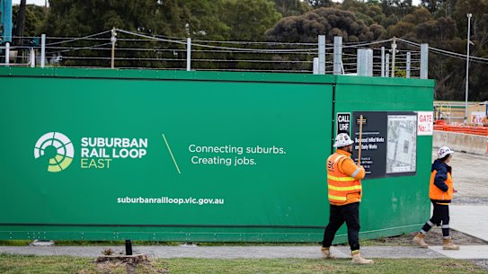 The Suburban Rail Loop East worksite in Burwood. 