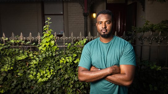 Fifteen minutes to pack: Ismail Hussein pictured yesterday after his release on Friday night from the Park Hotel. 