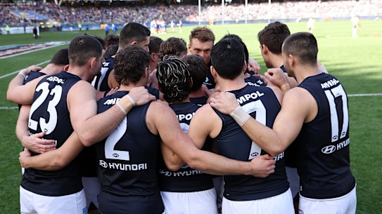 Lifting spirits: The Blues are a tight unit.