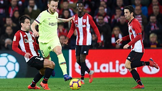 Benat Etxebarria, left, and Markel Susaeta in action against barcelona last year.