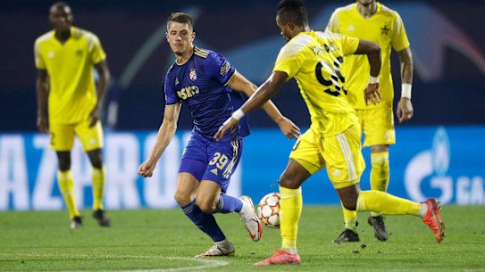  Deni Juric  in action for Dinamo  during the UEFA Champions League play-off  against FC Sheriff.