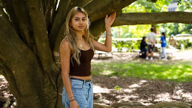Leanne Baddah on the Macquarie University campus during a school day. 