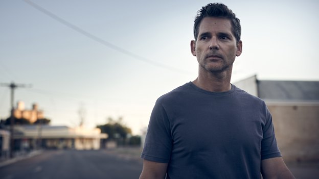 You can never go home: Eric Bana as Aaron Falk, the detective who finds himself dragged back into an ancient mystery in the country town in which he grew up in The Dry. 