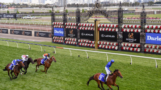 Bivouac leaves Nature Strip in his wake in the VRC Sprint Classic at Flemington last spring.