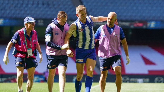 Jack Ziebell leaves the field in round one with a knee injury.