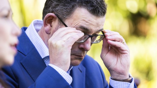 Daniel Andrews addresses the media on Wednesday.