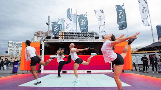 Mass Effect perform at the launch of Melbourne Fringe Festival in Federation Square.
