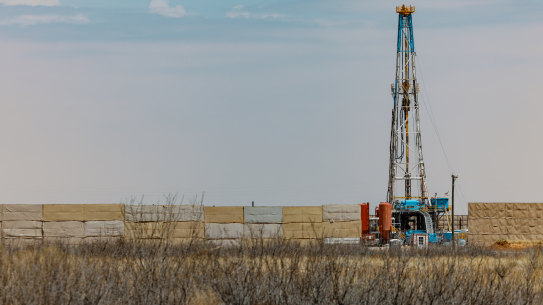 A vertical oil drilling rig in Midland, Texas: America has gone from energy-import basket case in 2008 to become the world’s largest producer of crude oil, petroleum products and natural gas.