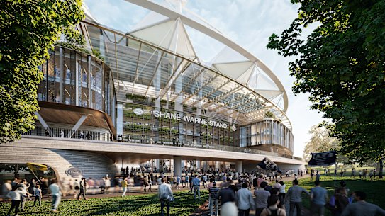 An artist’s impression of the redeveloped Shane Warne Stand.