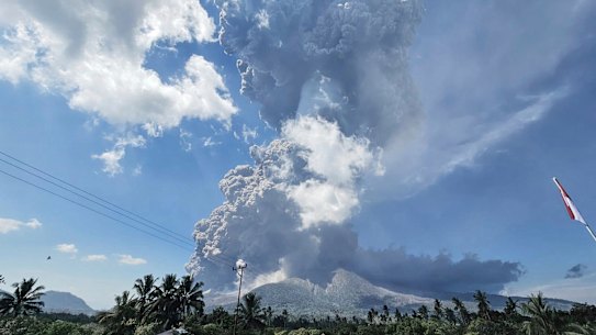 Mount Lewotobi Laki-Laki after errupting on Monday. 
