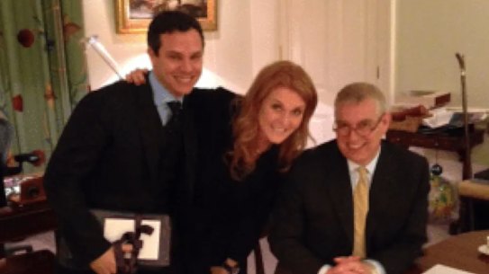 David Stern with the then Prince Andrew and Sarah Ferguson in 2014. 