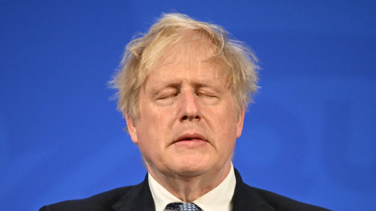 Prime Minister Boris Johnson holding a press conference in response to the publication of the Sue Gray report Into “Partygate”.