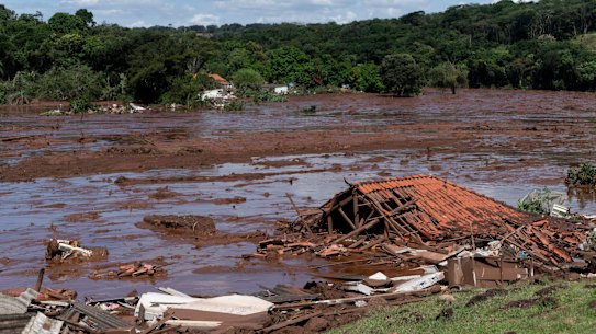 Homes lay in ruins after  a tailings dam collapsed at a Vale mine near Brumadinho, Brazil, on January 25.