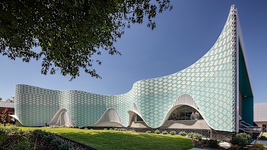 The outlines of a sound wave can be seen in the form of the new addition.