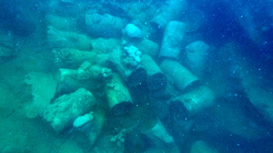 Nearly 200 depth charges were discovered in the cargo hold of a Japanese shipwreck in Koror harbour, Palau. The charges are still in situ underwater today. It’s estimated that if they were to detonate, the destruction radius would be two kilometres and the shockwave radius would be eight kilometres. 