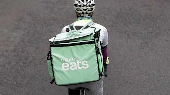 An Uber Eats food delivery rider