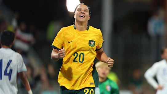 Sam Kerr in action for the Matildas.