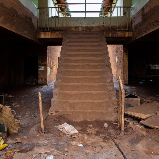 Flood lines: the senior school at Paracatu de Baixo, downstream from the BHP-owned Samarco Fundao Dam, was engulfed in mud up to the second storey.