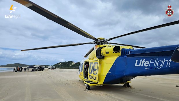 The primary-school-aged girl was airlifted with serious shoulder and pelvis injuries.