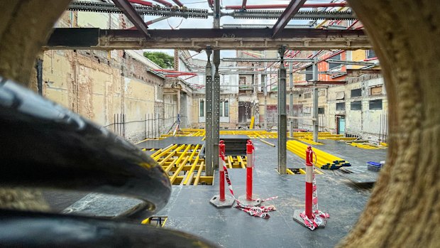 SMH FIRST USE: The Unicorn Hotel on Oxford Street in Paddington is closed and under construction. Thursday, April 23, 2026. Photo: Audrey Richardson, The Sydney Morning Herald. 
