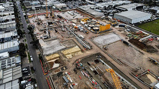 The Suburban Rail Loop construction site in Notting Hill on Thursday.