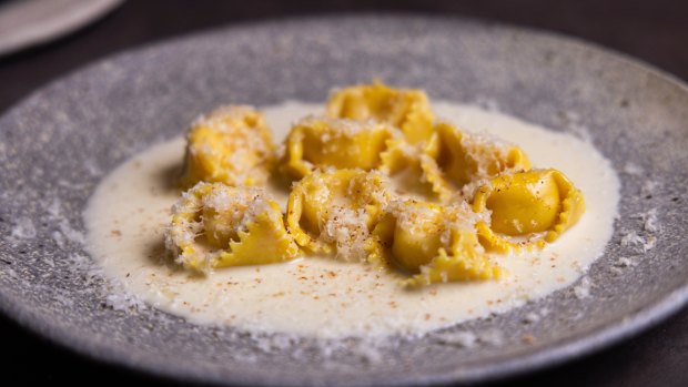 Agnolotti with comte and nutmeg.