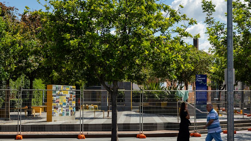 The $1.8 million Sydney plaza now fenced off indefinitely