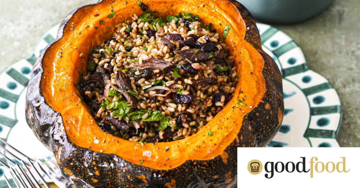 What to do with leftover brisket: Roast pumpkin stuffed with spiced brown rice and brisket