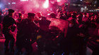 Protesters and police clash during a rally against the “Israel is Forever” gala organized by far-right Franco-Israeli figures, in Paris, Wednesday.