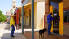 Customers at the Commonwealth Bank ATM in Hay, NSW, on Sunday.