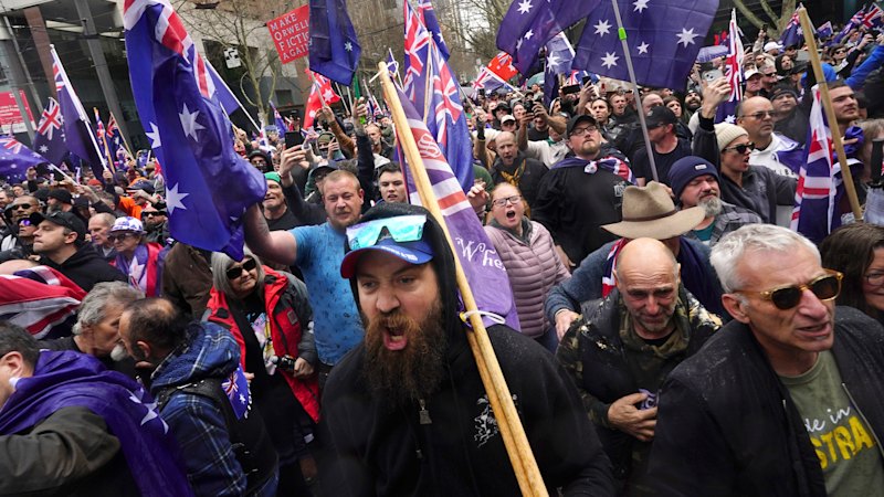 Anti-government and anti-racism protests kick off in Melbourne CBD