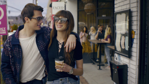 Nicholas Galitzine and Anne Hathaway in The Idea of You. The pair bonded over their mutual love of Arsenal football club.