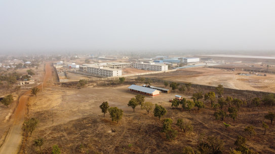 Aerial view of the Earl Mining facility in the Gban community in Ghana.