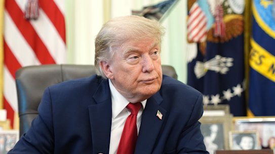Donald Trump, pictured in the Oval Office on Monday, welcomed the “greatest increase in presidential power in 100 years”.