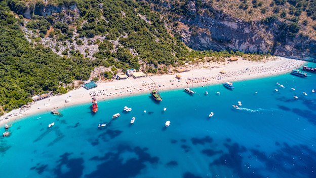Kroreza Beach on the “Albanian Riviera”, between the towns of Sarande and Lukove.