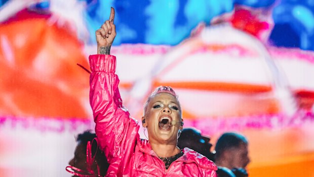 Pop star Pink in concert at Allianz Stadium.