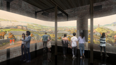 An artist's impression of the new multimedia immersive experience that will provide a new interpretation of the convict experience at the Hyde Park Barracks when it reopens in December. 