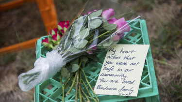 Monique Hanley laid flowers and a note where Ms Maasarwe's body was found.