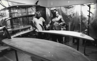 Shane Stedman in his workshop at the northern beaches in 1972.