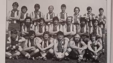 Martyn Bain (back row, far left) playing for the Gippsland club Lindenow South in its 1984 reserves premiership team. 