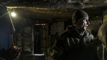 Waiting, watching: Ukrainian soldiers in a bunker on the front line in Popasna, Ukraine.