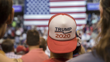 Looking forward: An attendee wears a "Trump 2020" hat in Wilkes-Barre.