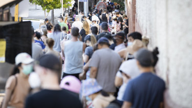 A COVID testing clinic at Perth Royal Hospital on Sunday.