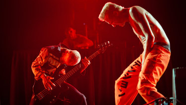 Rise to fame: Die Antwoord perform with Red Hot Chili Peppers in 2013 in South Africa. 