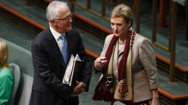 Prime Minister Malcolm Turnbull and Jane Prentice pictured during Question Time in 2017.