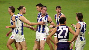 The Dockers and North Melbourne played to an empty Optus Stadium on Saturday night.