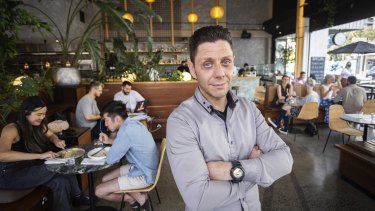 Cristian Folletti works at  Abacus Bar in South Yarra. Businesses are seeing patrons cancel bookings due to COVID, but crucially having to cover repeatedly for staff because they’ve lost people to exposures.


